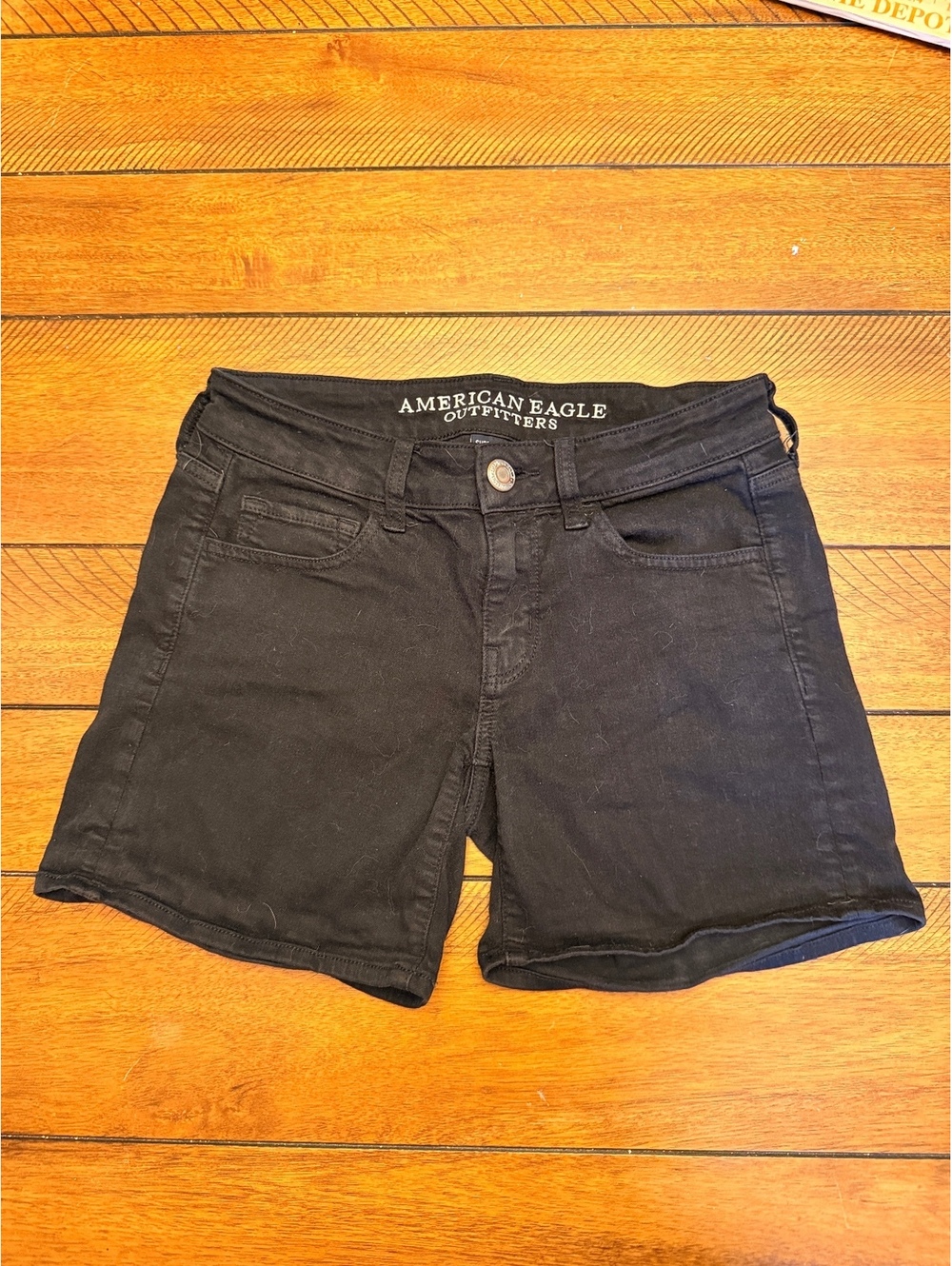 American Eagle Black Super Stretch Denim Shorts Size 2